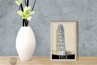 Holzschild Reise 12x18 cm Pisa Italien Schiefer Turm Architektur