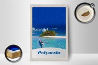 Holzschild Reise 12x18 cm Polynesien Trauminsel Australien Boot