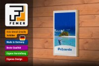 Holzschild Reise 12x18 cm Polynesien Trauminsel Australien Boot