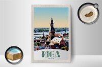Holzschild Reise 12x18 cm Riga Lettland Kirche Architektur