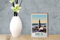 Holzschild Reise 12x18 cm Riga Lettland Kirche Architektur
