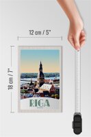 Holzschild Reise 12x18 cm Riga Lettland Kirche Architektur