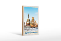 Holzschild Reise 12x18 cm Saint Petersburg Russland Skulptur