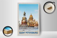 Holzschild Reise 12x18 cm Saint Petersburg Russland Skulptur