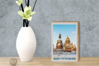 Holzschild Reise 12x18 cm Saint Petersburg Russland Skulptur