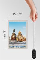 Holzschild Reise 12x18 cm Saint Petersburg Russland Skulptur