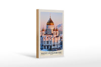 Holzschild Reise 12x18 cm Saint Petersburg Kirche...