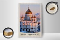 Holzschild Reise 12x18 cm Saint Petersburg Kirche goldener Dach