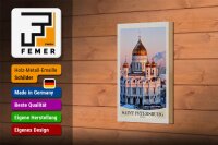 Holzschild Reise 12x18 cm Saint Petersburg Kirche goldener Dach