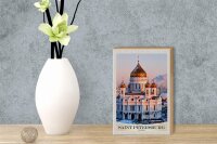Holzschild Reise 12x18 cm Saint Petersburg Kirche goldener Dach