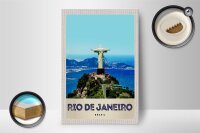 Holzschild Reise 12x18 cm Brasilien Amerika Christus Statue
