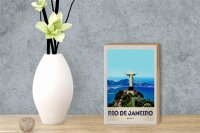 Holzschild Reise 12x18 cm Brasilien Amerika Christus Statue