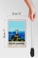 Holzschild Reise 12x18 cm Brasilien Amerika Christus Statue