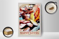 Holzschild Reise 12x18 cm Saint Lucia Italien Europa Fische