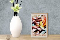 Holzschild Reise 12x18 cm Saint Lucia Italien Europa Fische