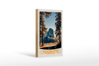 Holzschild Reise 12x18cm Yosemite Amerika Straße Gebirge Schild