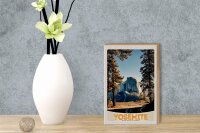 Holzschild Reise 12x18cm Yosemite Amerika Straße Gebirge Schild
