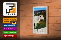 Holzschild Reise 12x18 cm Wales United Kingdom Schaf Wiese Natur