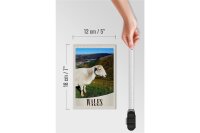 Holzschild Reise 12x18 cm Wales United Kingdom Schaf Wiese Natur