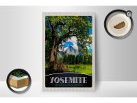 Holzschild Reise 12x18 cm Yosemite Amerika Natur Bäume Gebirge
