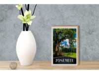 Holzschild Reise 12x18 cm Yosemite Amerika Natur Bäume Gebirge