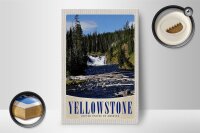 Holzschild Reise 12x18 cm Yellowstone Wasserfall Gebirge Natur