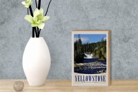 Holzschild Reise 12x18 cm Yellowstone Wasserfall Gebirge Natur