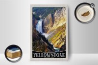Holzschild Reise 12x18 cm Yellowstone Wasserfall Fluss Natur