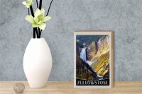 Holzschild Reise 12x18 cm Yellowstone Wasserfall Fluss Natur