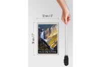 Holzschild Reise 12x18 cm Yellowstone Wasserfall Fluss Natur
