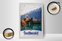 Holzschild Reise 12x18 cm Iseltwald Schweiz Europa See Natur