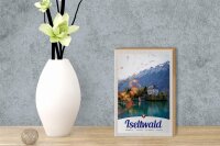 Holzschild Reise 12x18 cm Iseltwald Schweiz Europa See Natur