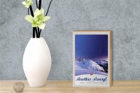 Holzschild Reise 12x18 cm Muottas Muragl Schweiz Winter Schnee