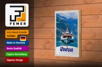 Holzschild Reise 12x18 cm Urnersee Schweiz Europa Schiff Gebirge