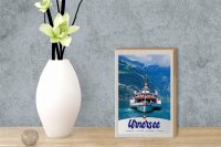 Holzschild Reise 12x18 cm Urnersee Schweiz Europa Schiff Gebirge