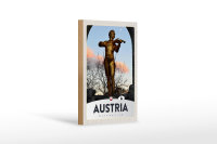 Holzschild Reise 12x18 cm Österreich Skulptur Mann...