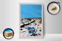 Holzschild Reise 12x18 cm Ostsee Deutschland Schnee Winterzeit