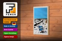 Holzschild Reise 12x18 cm Ostsee Deutschland Schnee Winterzeit