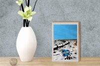Holzschild Reise 12x18 cm Ostsee Deutschland Schnee Winterzeit
