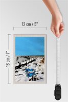 Holzschild Reise 12x18 cm Ostsee Deutschland Schnee Winterzeit