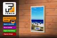 Holzschild Reise 12x18 cm Ostsee Strand Ebbe und Flut
