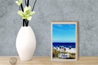 Holzschild Reise 12x18 cm Ostsee Strand Ebbe und Flut