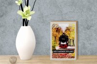 Holzschild Reise 12x18 cm Rügen der rasende Roland Lokomotive