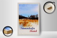 Holzschild Reise 12x18 cm Timmendorfer Strand Leuchtturm rot