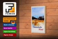 Holzschild Reise 12x18 cm Timmendorfer Strand Leuchtturm rot