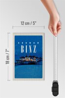 Holzschild Reise 12x18 cm Seebad Binz Strandhaus Urlaub Abend