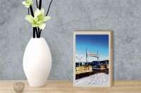 Holzschild Reise 12x18 cm Seebad Binz Schnee Winterzeit Meer