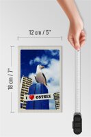Holzschild Reise 12x18 cm Ostsee Möwen Hochhaus Strand Urlaub