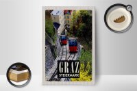 Holzschild Reise 12x18 cm Graz Steiermark Gondel Natur Urlaub