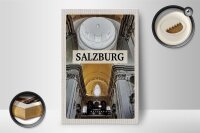 Holzschild Reise 12x18 cm Salzburg Österreich Kirche von innen